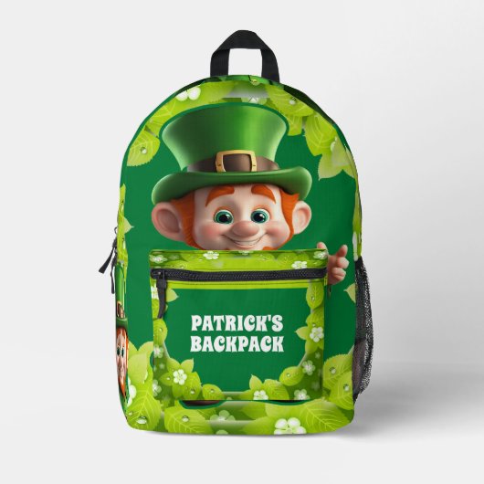 3D Leprechaun St. Patrick's Day Personalisiert Kid Bedruckter Rucksack (Vorderseite)