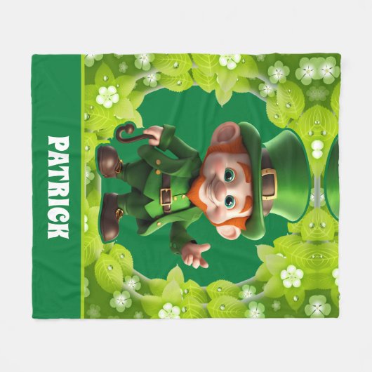 3D Leprechaun St. Patrick's Day Personalisiert Kid Fleecedecke (Vorderseite (Horizontal))