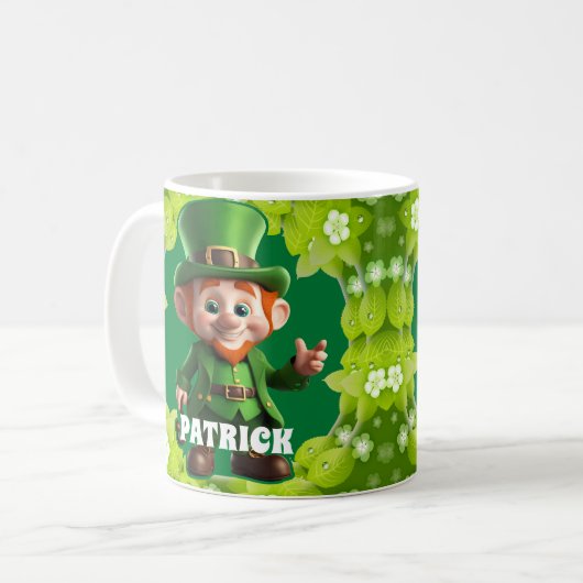 3D Leprechaun St. Patrick's Day Personalisiert Kid Kaffeetasse (Vorderseite Links)