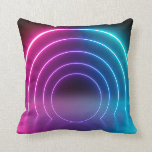 3D, leuchtende Linien, Tunnel, Neonlichter, virtue Kissen