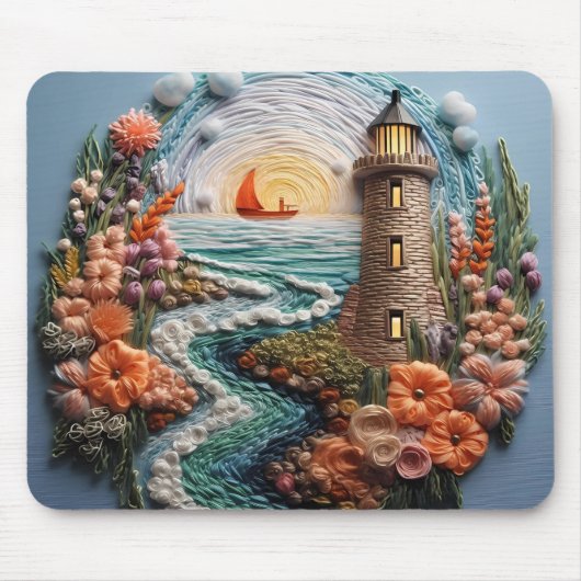 3D-Leuchtturm und Bay Sunset Mousepad (Vorne)