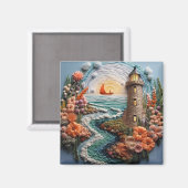 3D-Leuchtturm und Bucht Magnet (Vorderseite/Rückseite)