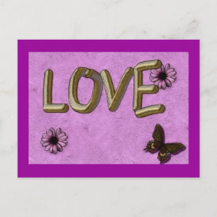 3D-Liebe Sie Gold Postkarte