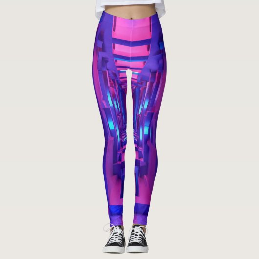 "3D Lila & Blue Geo Leggings: Futuristic Design" Leggings (Vorderseite)