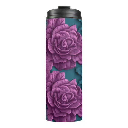 3D-Lila Blume Thermosbecher (Vorderseite)