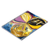 3D Lila Gold Blume Monogram Abstrakt flüssig Notizblock (Linke Seite)