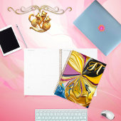 3D Lila Gold Blume Monogram Abstrakt flüssig Planer