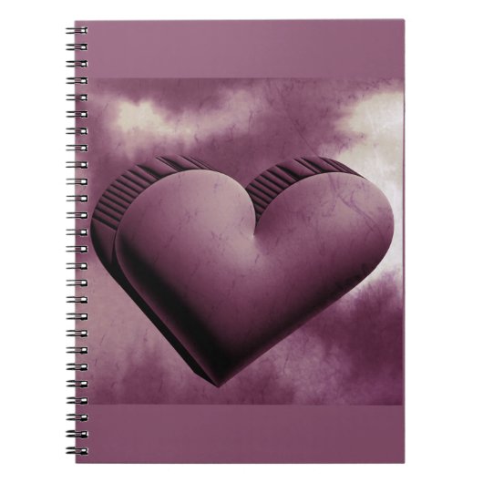 3D lila Marmorherz Spiral Foto Notebook Notizblock (Vorderseite)
