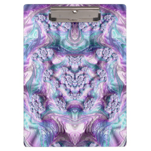 3D! ~ Lila Pink Aqua Fraktal original ~ 3D ~ Klemmbrett