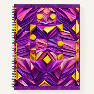 3D-Lila, rosa und gelb geometrisches Notebook Notizblock