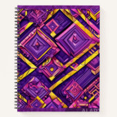 3D-Lila, rosa und gelb geometrisches Notebook Notizblock (Vorderseite)
