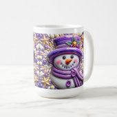 3D lila Weihnachts-Schneemann Kaffeetasse (VorderseiteRechts)