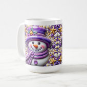 3D lila Weihnachts-Schneemann Kaffeetasse (Vorderseite Links)