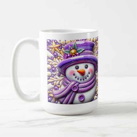 3D lila Weihnachts-Schneemann Kaffeetasse (Links)