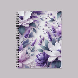 3D Lila Wisteria Floral Pattern Spiral Notebook Notizblock