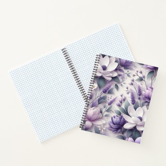 3D Lila Wisteria Floral Pattern Spiral Notebook Notizblock (Innenseite)