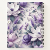3D Lila Wisteria Floral Pattern Spiral Notebook Notizblock (Rückseite)