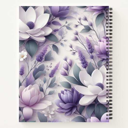 3D Lila Wisteria Floral Pattern Spiral Notebook Notizblock (Rückseite)