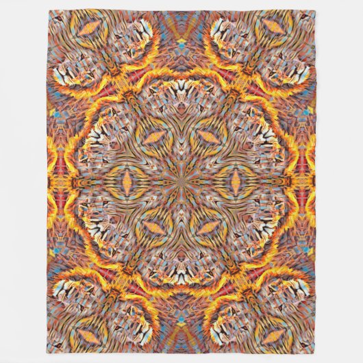 3D Lion Optical Illusion Geometric Mandala Fleecedecke (Vorderseite)