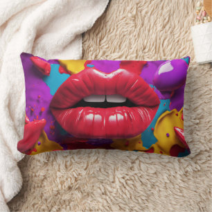 3D Lippen Abstract - Lendenkissen