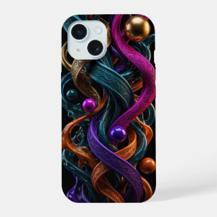 3D Liquid Gold Teal Magenta iPhone-Hülle iPhone 15 Hülle