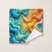 3D Liquid Swirl Abstract Glass - Modern Psychedeli Badhandtuch Set (Waschlappen)