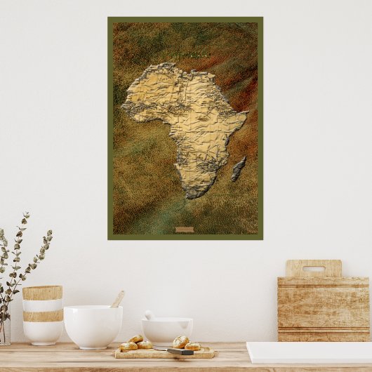 3D-Look Africa Map Art Poster (Küche)