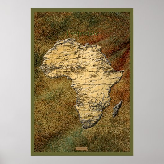 3D-Look Africa Map Art Poster (Vorne)