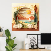 3D-Look für niedliche Ozeanliebhaber Poster (Heimbüro)