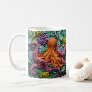 3D-Look Tintenfisch Strand Ozean Kaffeetasse