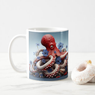 3D-Look Tintenfisch Strand Ozean Kaffeetasse
