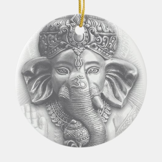 3d Lord Ganesha - Om Keramik Ornament (Vorne)