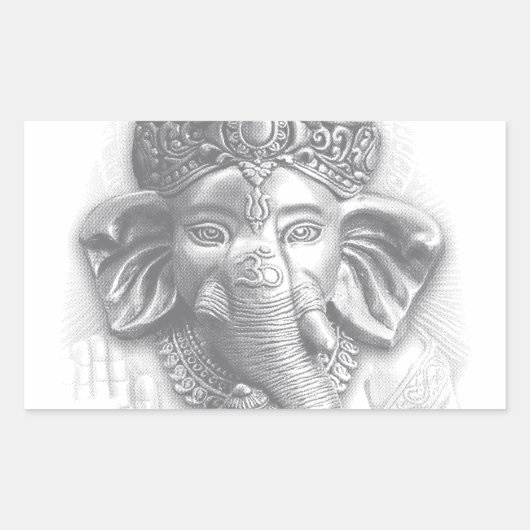 3d Lord Ganesha - Om Rechteckiger Aufkleber (Vorderseite)