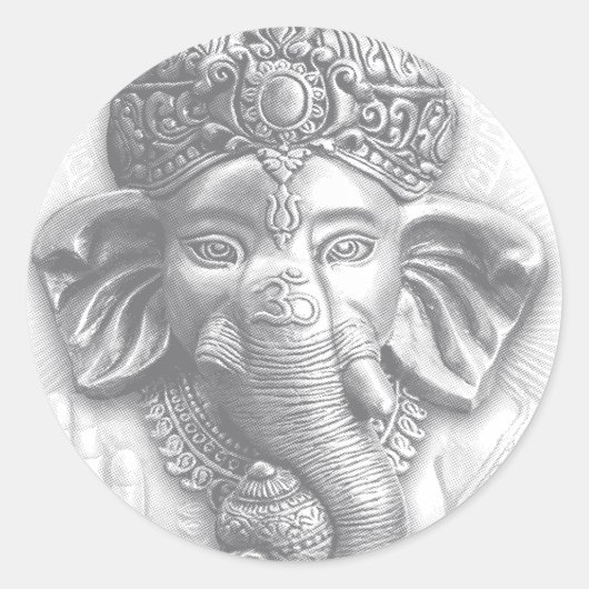 3d Lord Ganesha - Om Runder Aufkleber (Vorderseite)