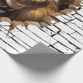 3D-Löwen-Wandbruch-Kunst – Realistischer Safari Geschenkpapier (Ecke)