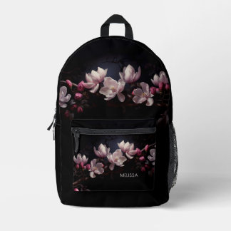 3D Magnolia Black Background Bedruckter Rucksack