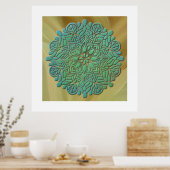 3D Mandala Meditation Yoga farbiger Hintergrund Poster (Küche)