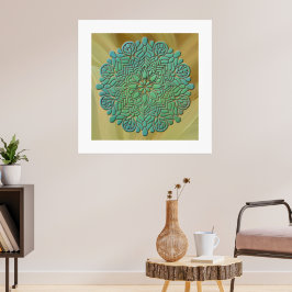 3D Mandala Meditation Yoga farbiger Hintergrund Poster