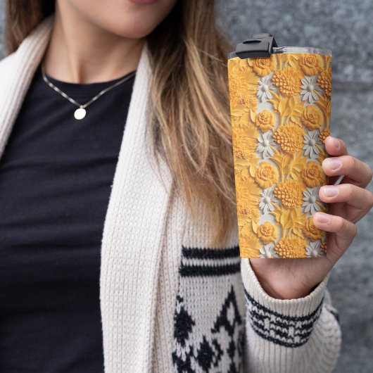 3D Marigold Floral Thermosbecher