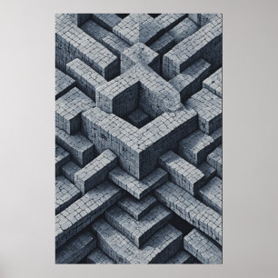 3D Maze: Geometrische Kuben in Perspektive Poster
