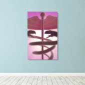 3D. medizinische Kadukeus Leinwanddruck (Insitu (Holzboden))