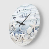 3D-Meeressteine und -Muscheln | Coastal Monogram Große Wanduhr (Winkel)