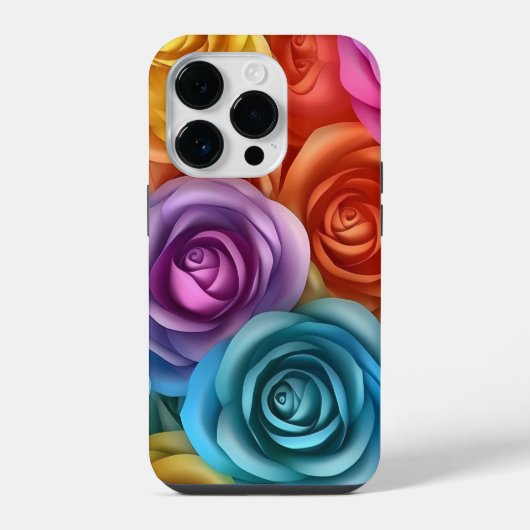 3D mehrfarbige Rosen iPhone Hülle (Rückseite)