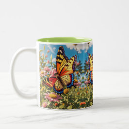 3D mehrfarbiger Schmetterling-Fluttering Vibraning Zweifarbige Tasse