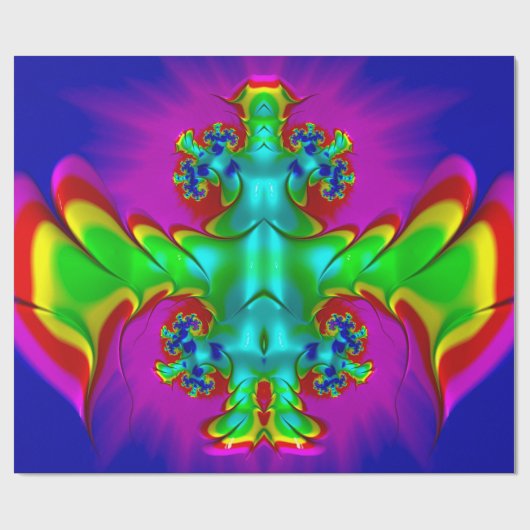 ~ 3D-mehrfarbiges Glossar-Fraktal ~ Weihnachten Geschenkpapier (Flach)