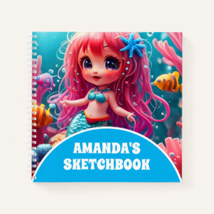 3D Mermaid Personalisiert Kids Sketchbook Notizblock