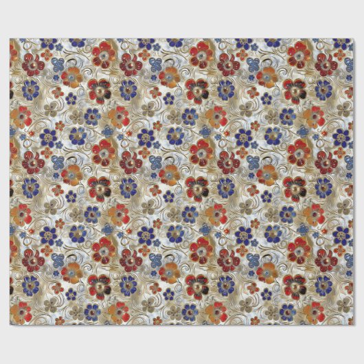 3D-Metallfloral mit Gold und fett Farben Geschenkpapier (Flach)