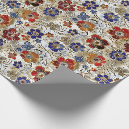 3D-Metallfloral mit Gold und fett Farben Geschenkpapier (Ecke)