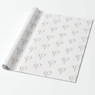 3D Metallic Gold Heart Swirt Hochzeitstag Geschenkpapier