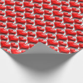 3D Metallic Red Hearts Grid Geschenkpapier (Ecke)